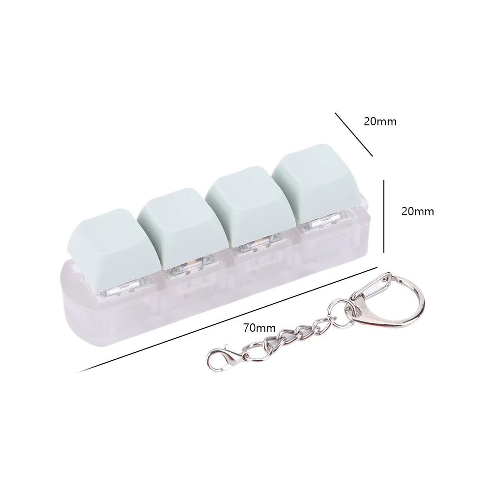 4 Keys Button Keycap Fidget Keychain Keyboard Key Toy Keyboard Clicker Toy Keyboard Cube Toy for Adult Gifts To Relief Pass Time