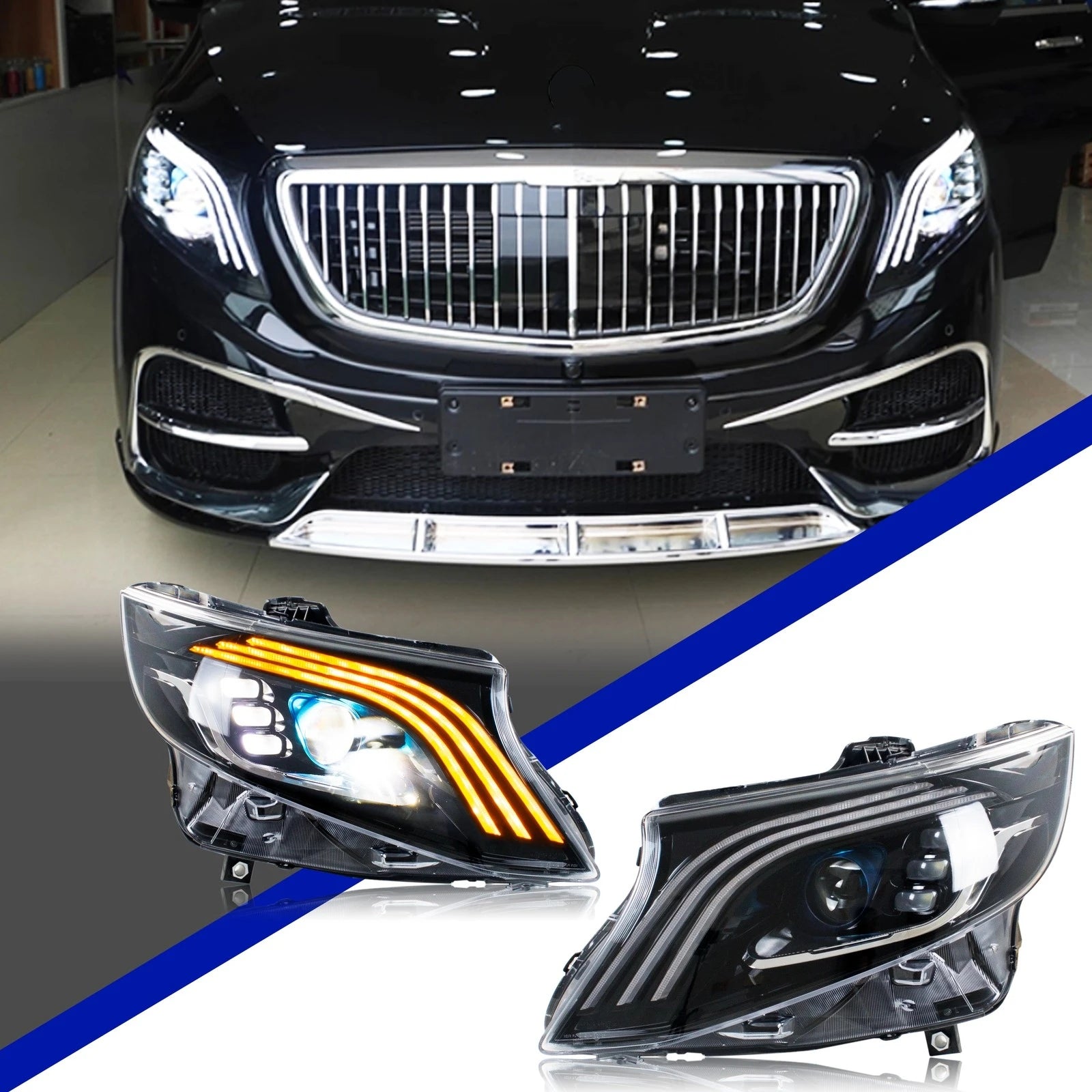 Faros LED Xunder Mercedes Benz Vito W447 / Metris 2016-2023 | Proyector | Intermitente Secuencial | Plug & Play