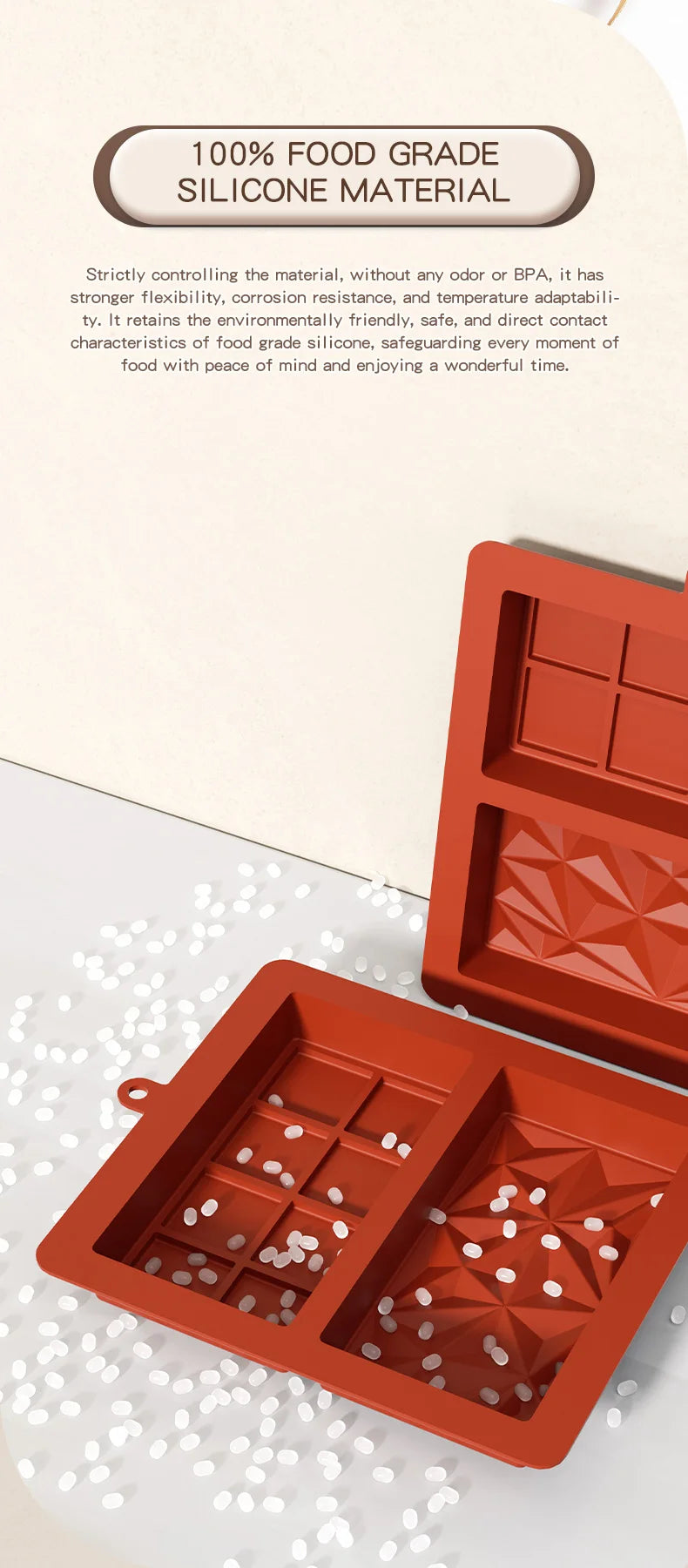 Molde de Silicona para Barra de Chocolate Dubai | Pistacho | Candy Mold 🍫