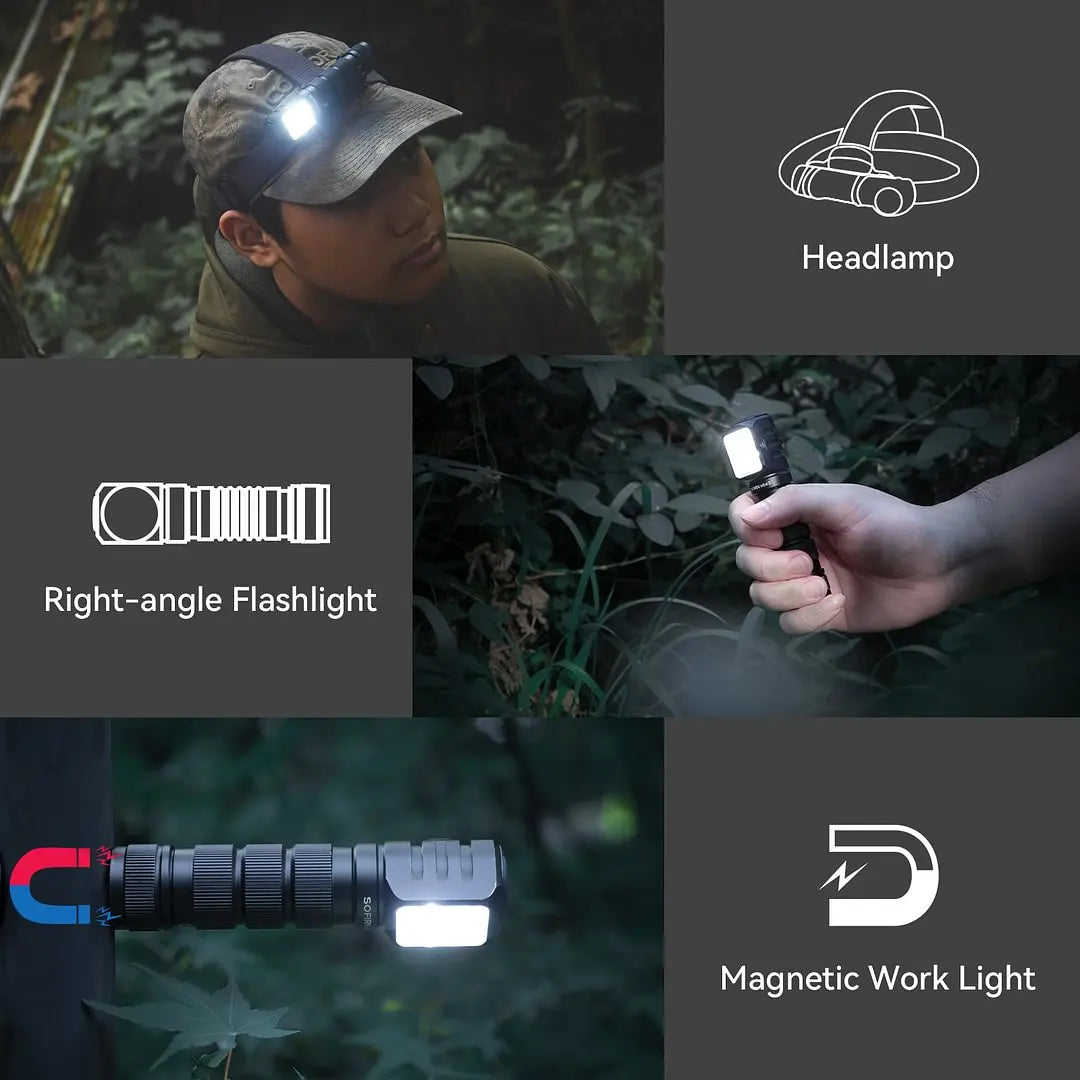 Sofirn HS42 Linterna Frontal 2100lm | SST40 LED | 18650 | USB-C Recargable | Power Bank | Magnética | Camping y Pesca