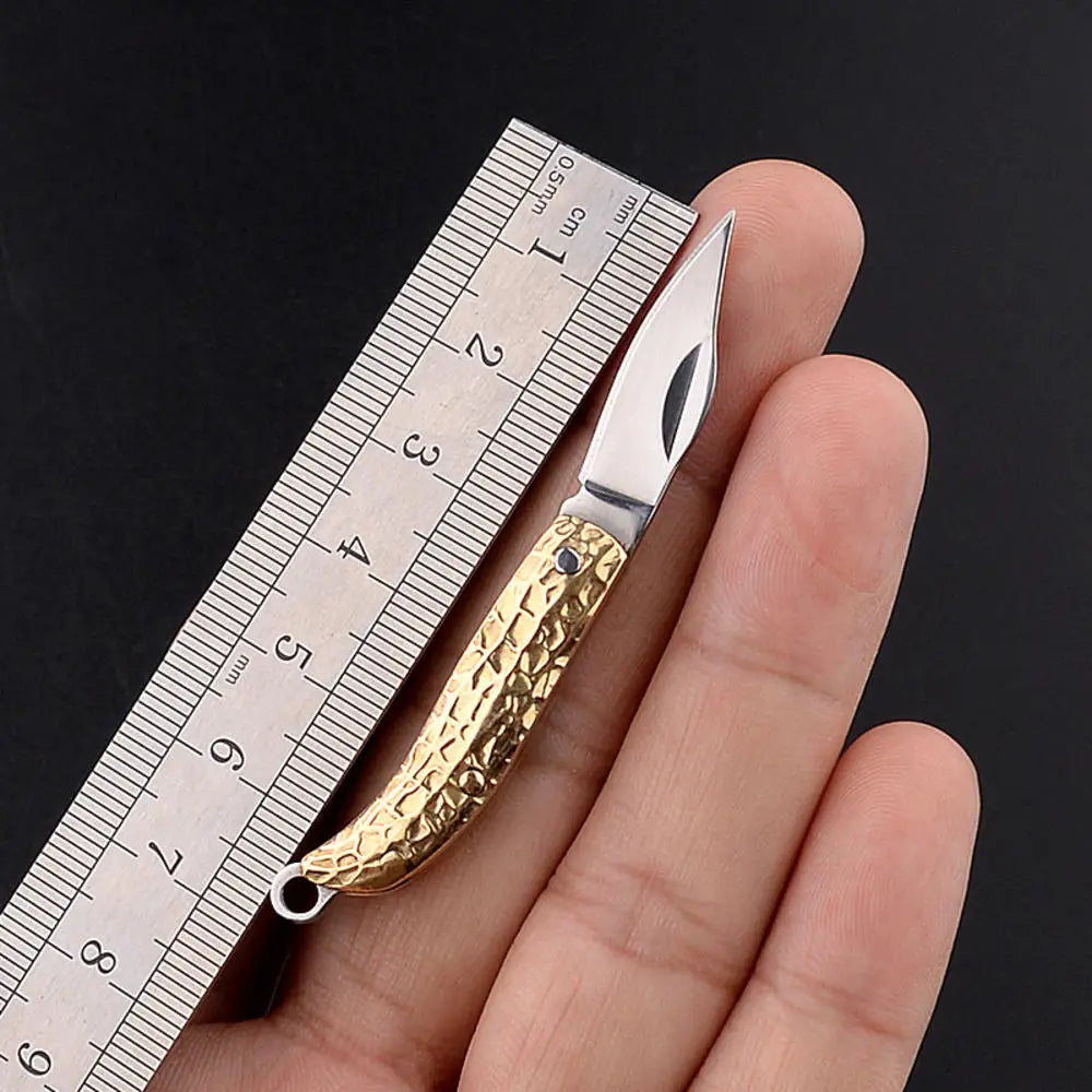 Brass Mini Knife Sharp Pocket Knife Exquisite Folding Knife Portable Keychain Pendant Gifts Accessories