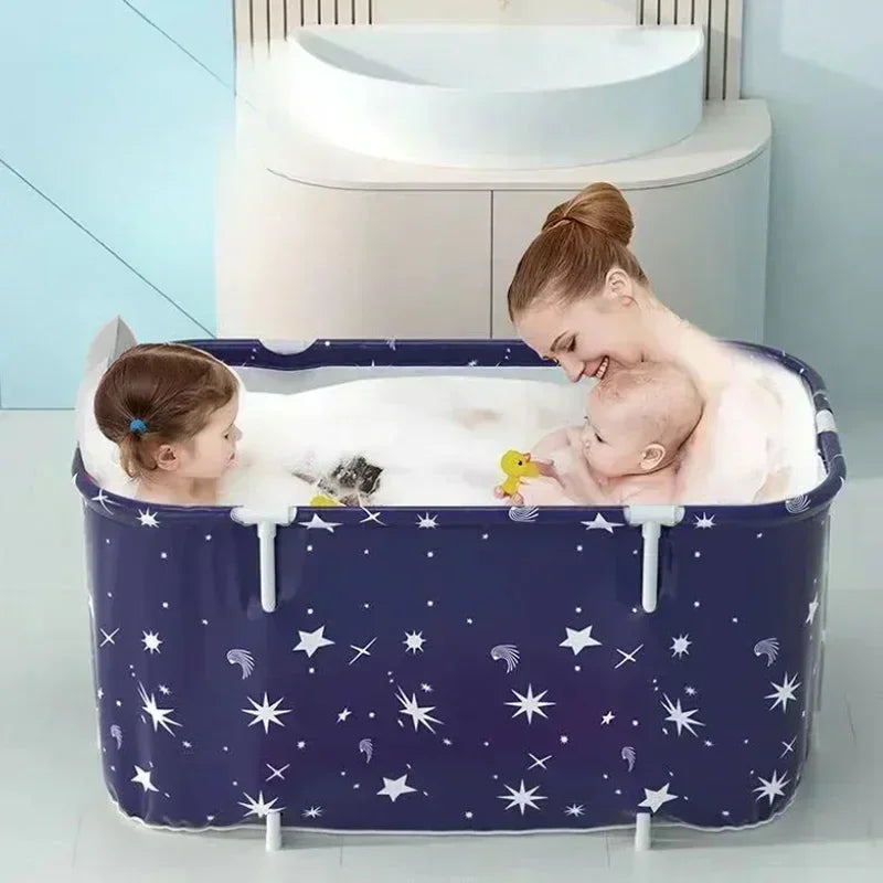 Folding Bath Tub Household Thickened Insulated Bathtub Portable Round Enlarged Bathing Bucket Foldable Adult Bathroom SPA Bucket