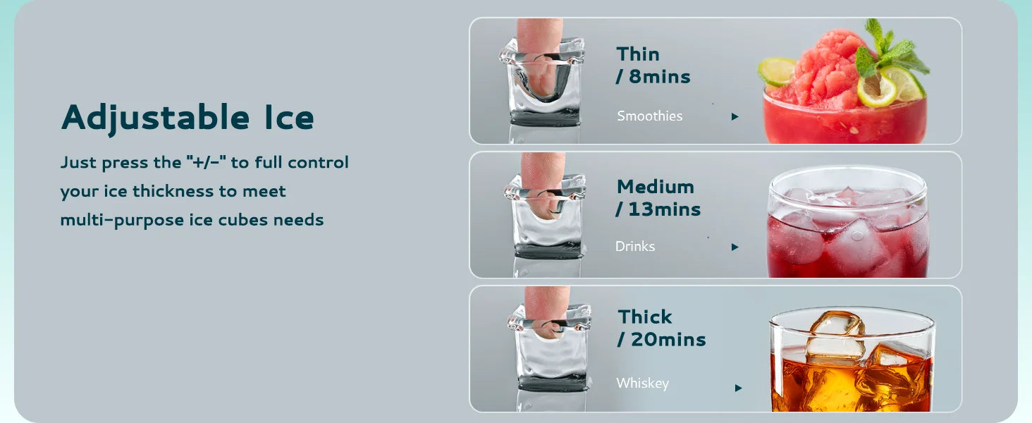 Máquina de Hielo Portátil EUHOMY | 15kg/24h | 9 Cubos en 6 Min | Autolimpiante