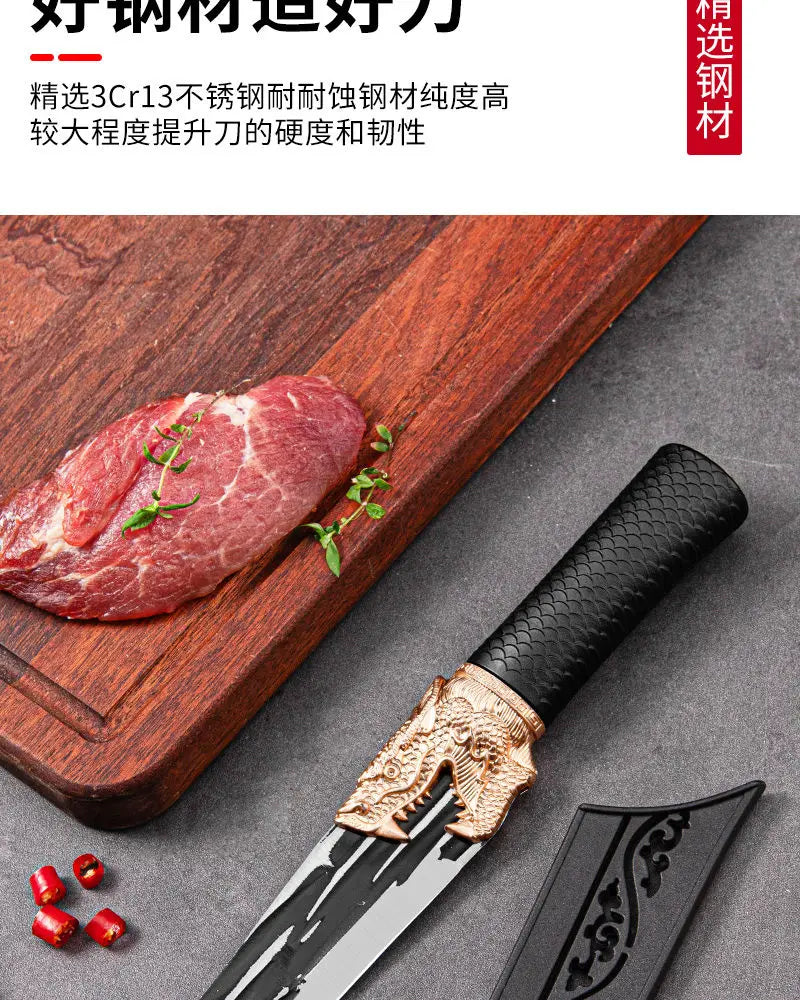 Multi-Purpose Kitchen Knife for Meat BBQ Cooking Knife Fishing Boning Knife Stainless Steel Butcher Knife Pastic Handle
