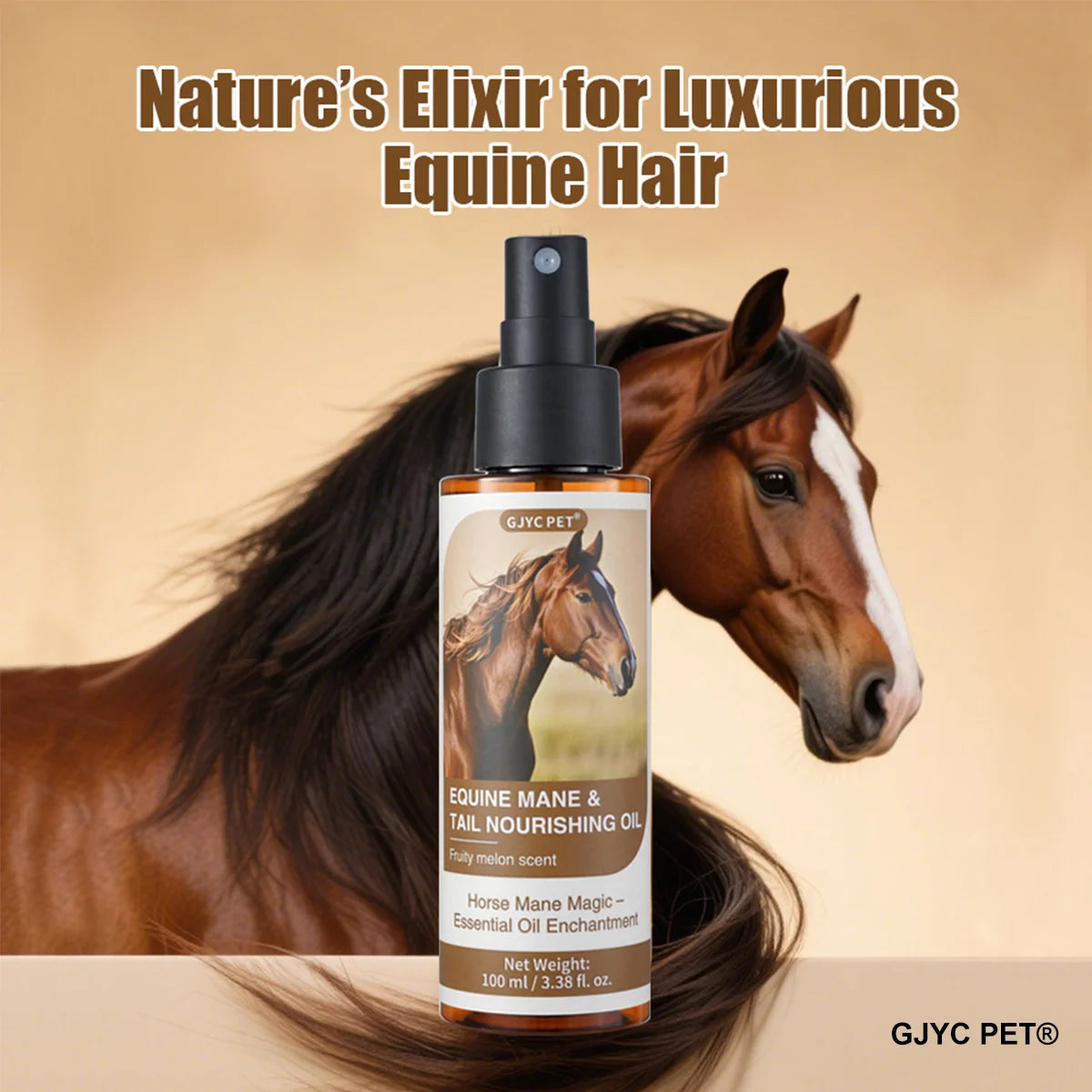 Aceite para Crin y Cola de Caballo 100ml | Brillo y Nutrición | Ingredientes Naturales 🐎