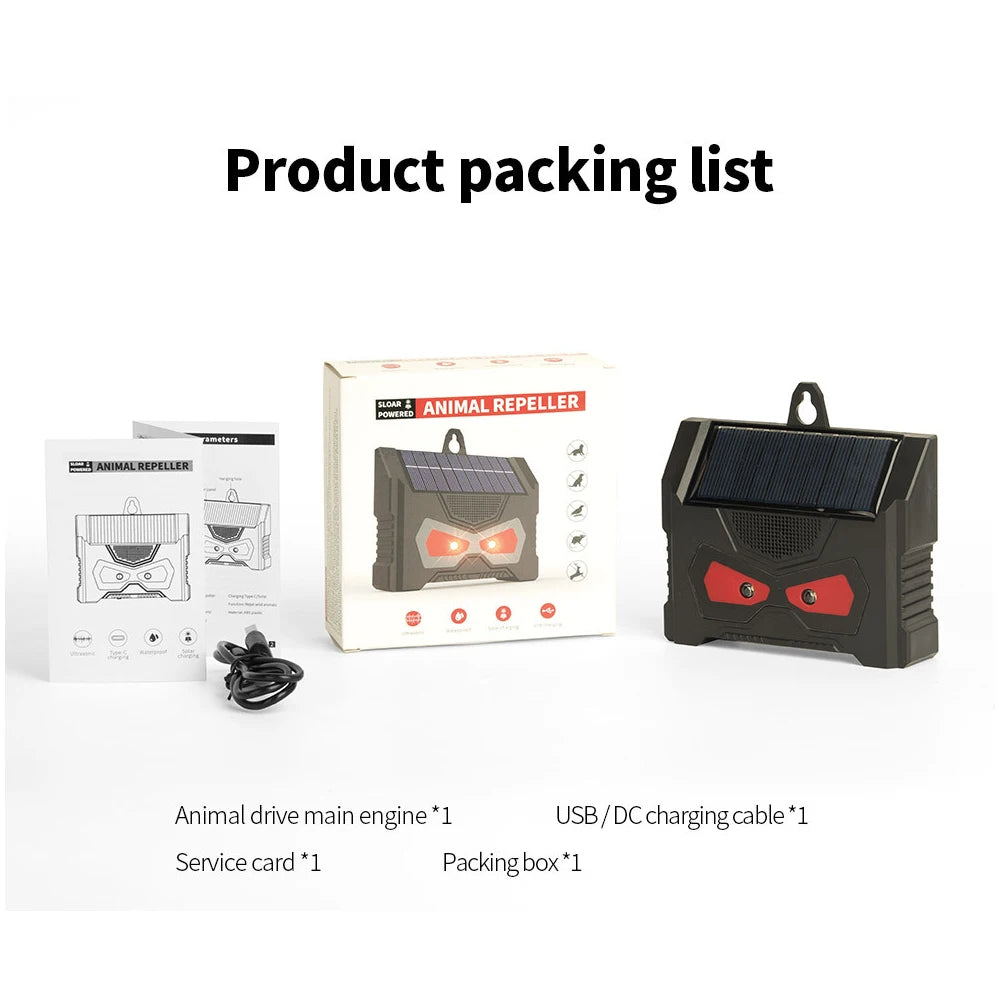 Solar Powered Ultrasonic Animal Repeller Deer Skunk Raccoon Repellent Waterproof Deer Dog Squirrel Skunk Cat Repellent Devices