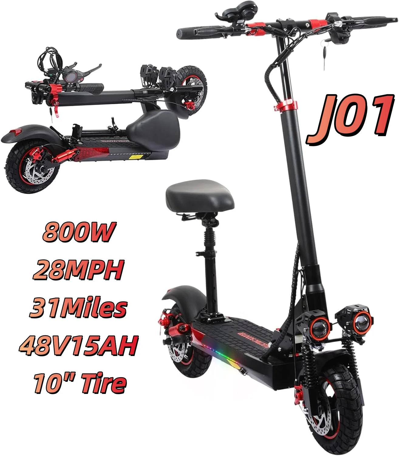 Scooter Eléctrico Off-Road 1200W 48V | 30MPH | Llanta 11" Sin Cámara | Plegable 🛥️