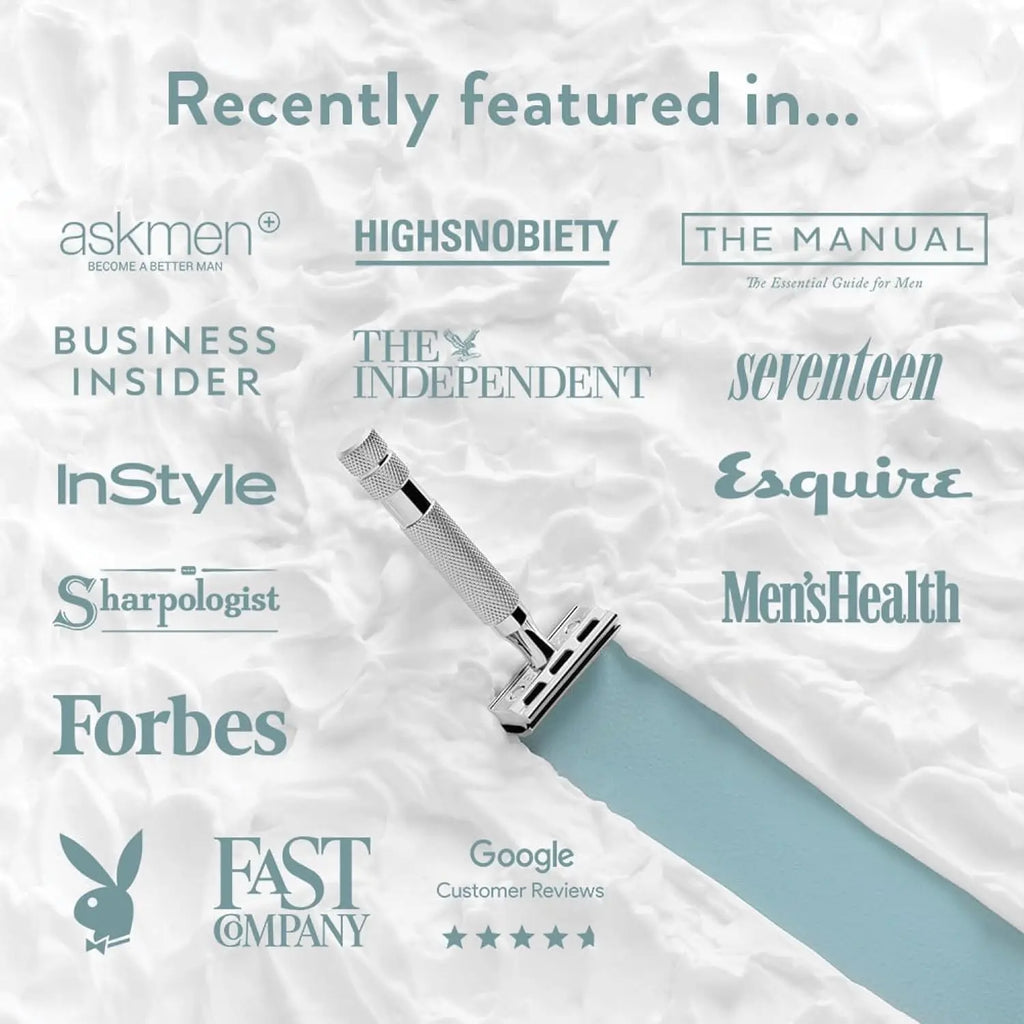Adjustable Double Edge Safety Razor with 5 Recyclable Blades, Reusable for Men and Women