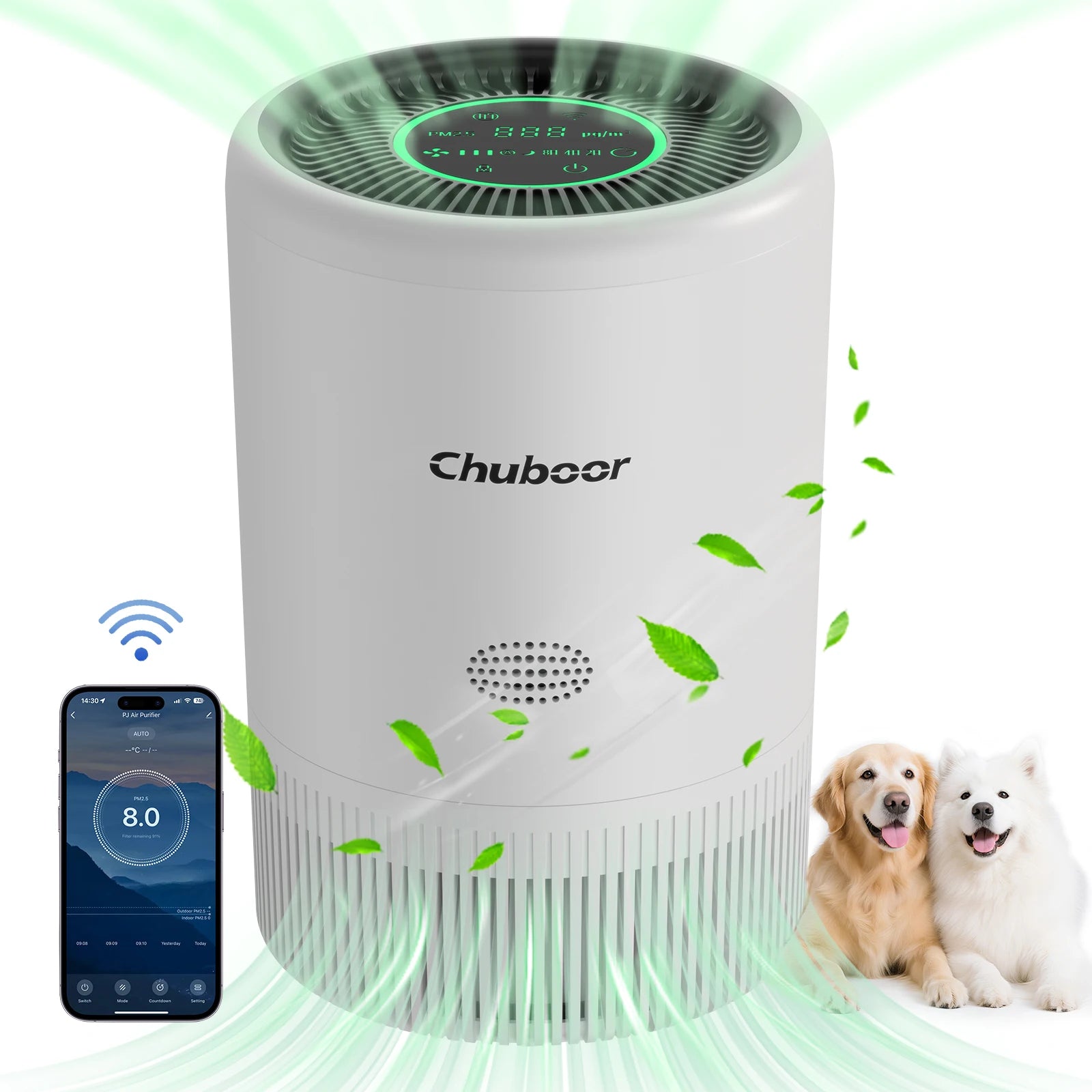 Purificador de Aire Inteligente Chuboor | App/Alexa | Monitor PM2.5 | Mascotas 🌬️