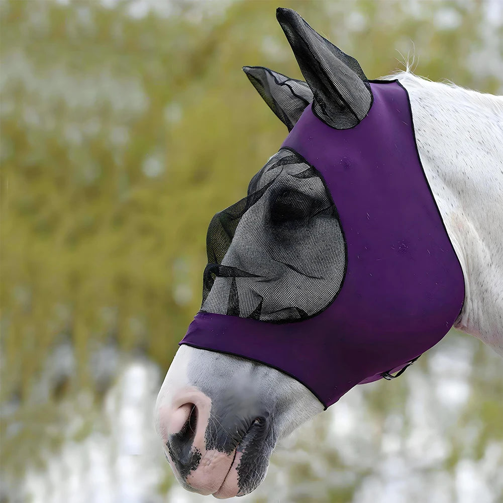 Máscara Antimoscas para Caballo | Malla Transpirable | Protección Orejas y Ojos 🐎