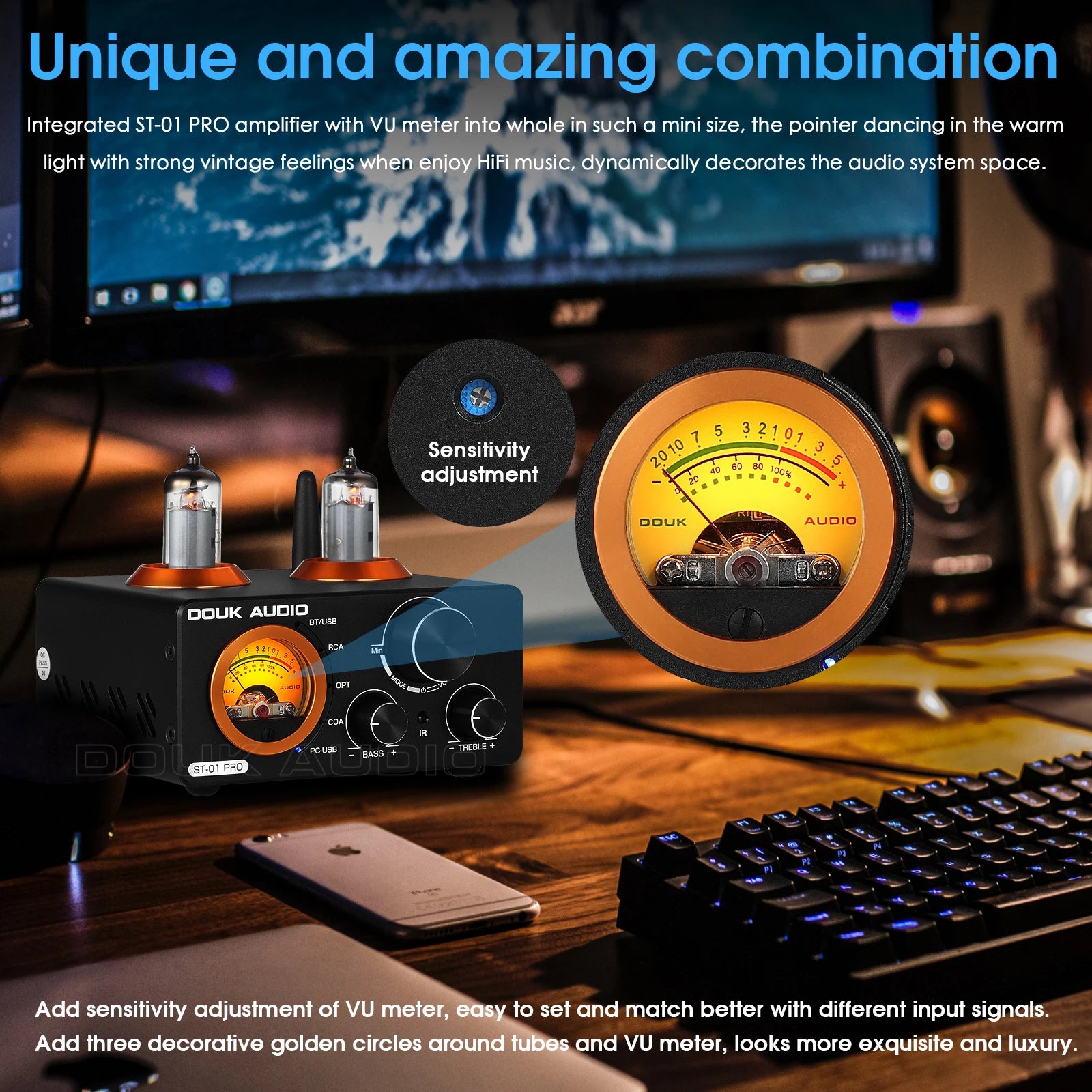 Amplificador Nobsound HiFi Válvulas Bluetooth 5.0 | USB DAC | COAX/OPT | 100W+100W | Vú Metro | Hogar - Firu Total Sales