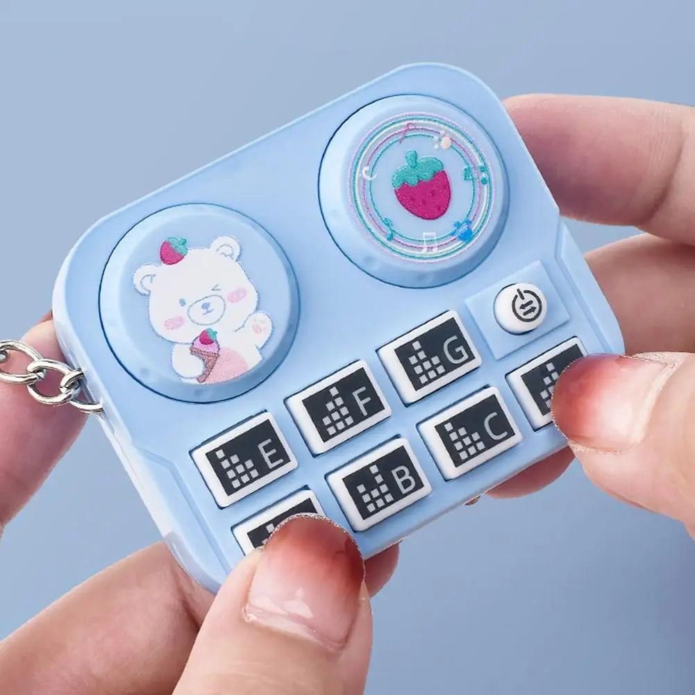 Mini Music DJ Disc Player Keychain Musical Instrument Sound Button Toy Games Educational Toy Bag Pendant Keychain