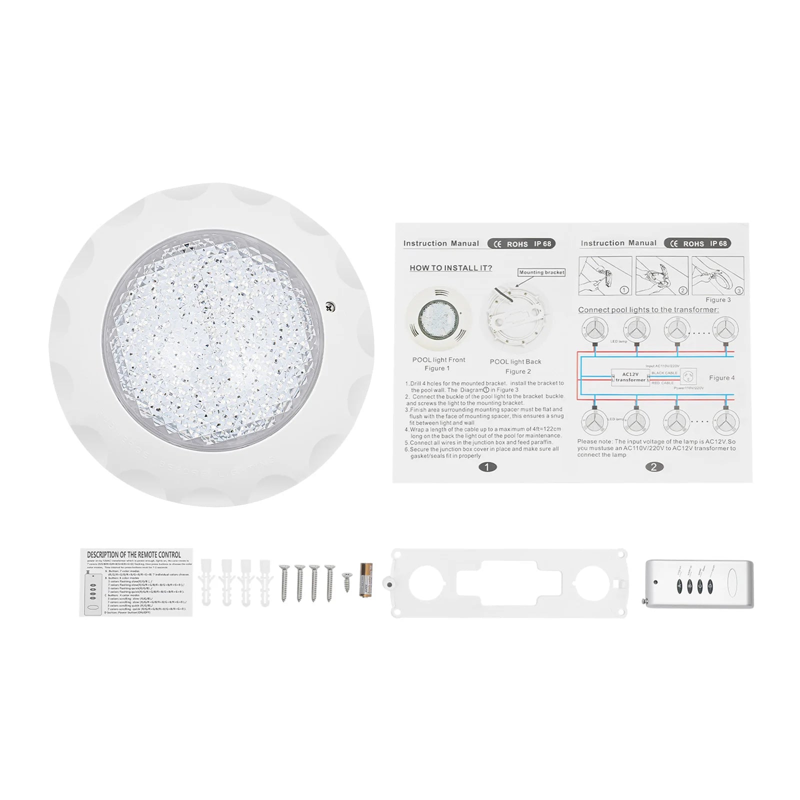 RGB LED lamp for recessed swimming pool light remote-controlled multi-colour waterproof underwater night lamp 26*6cm AC 12V