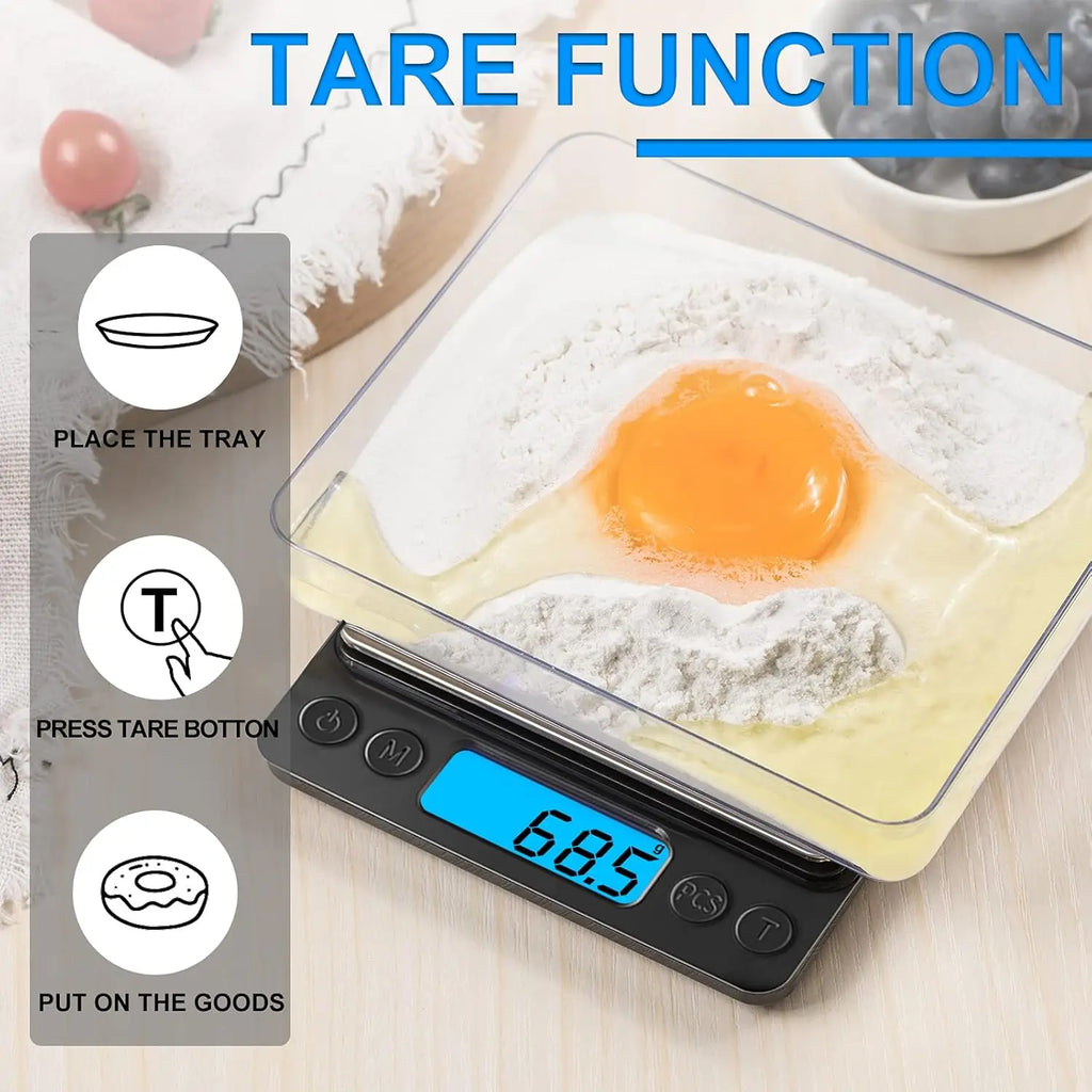 Digital Kitchen Scale 3000g/0.1g | Grams & Oz | Tare Function | Cooking Baking Jewelry
