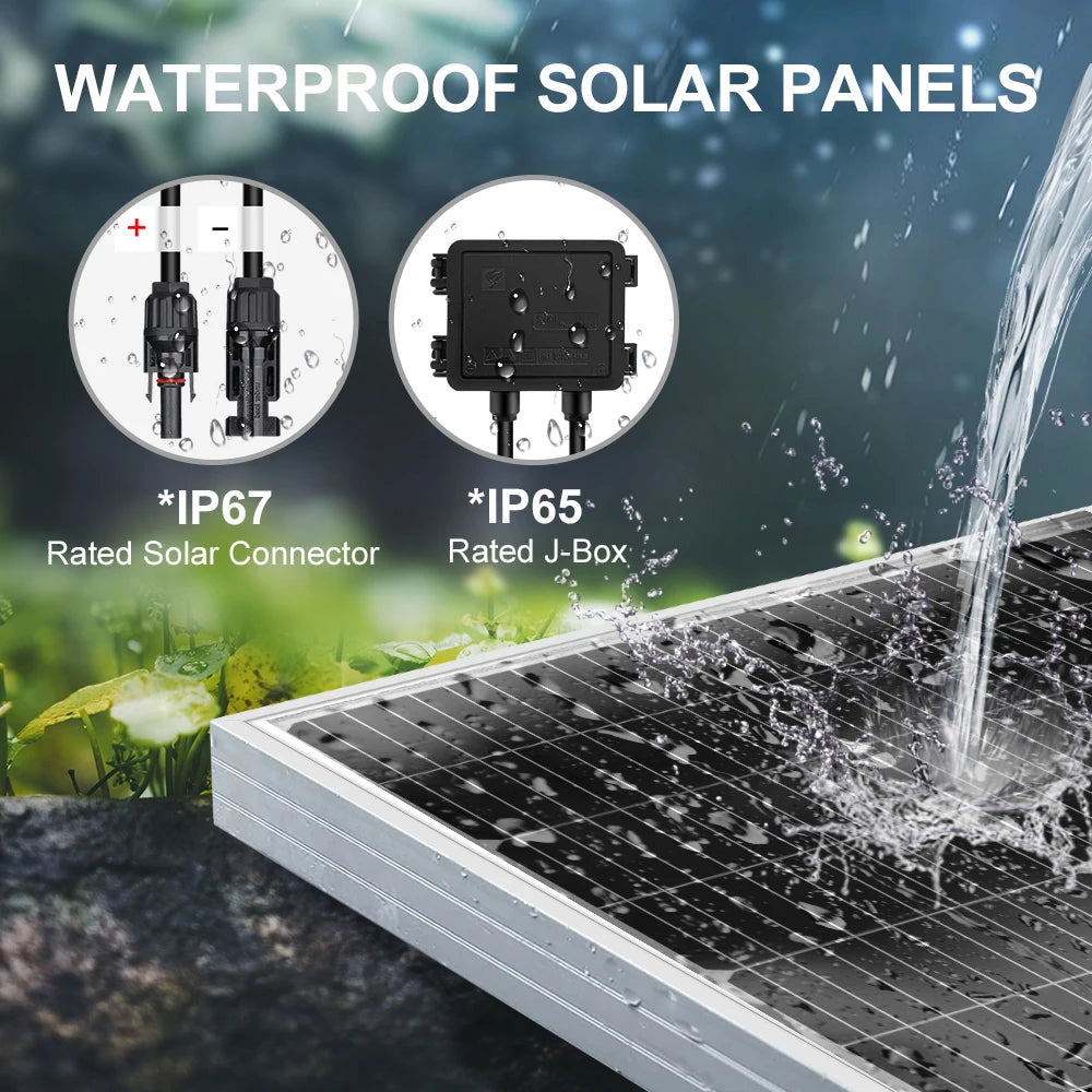 DOKIO 18V 100W-200W Rigid Solar Panel China Monocrystalline Silicon Waterproof Solar Panel #DSP-100M/DSP-100MX2 Camping/Home/RV