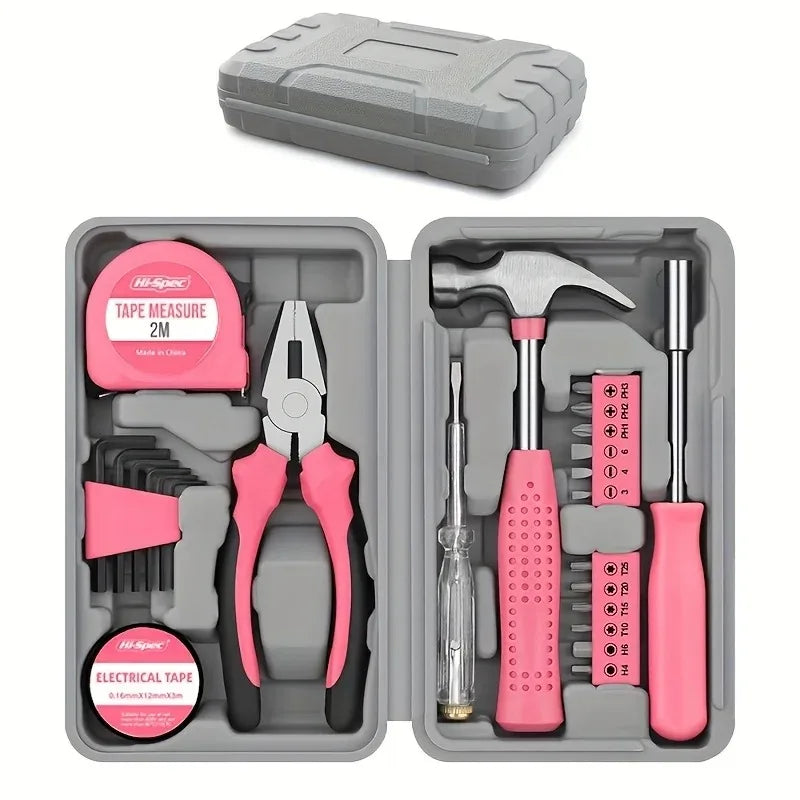 Multi-functional household toolbox, comprehensive set of hardware tools, combination tape measure, manual repair tool kit