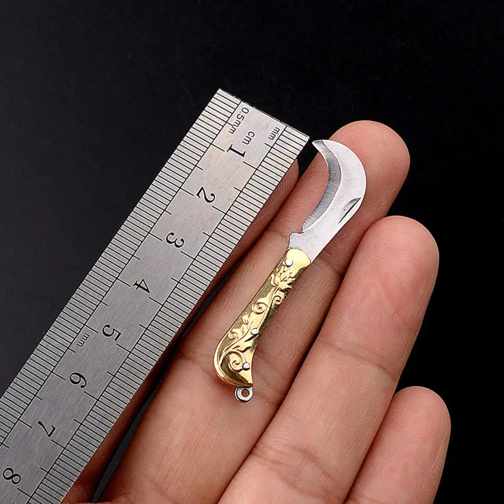 Brass Mini Knife Sharp Pocket Knife Exquisite Folding Knife Portable Keychain Pendant Gifts Accessories