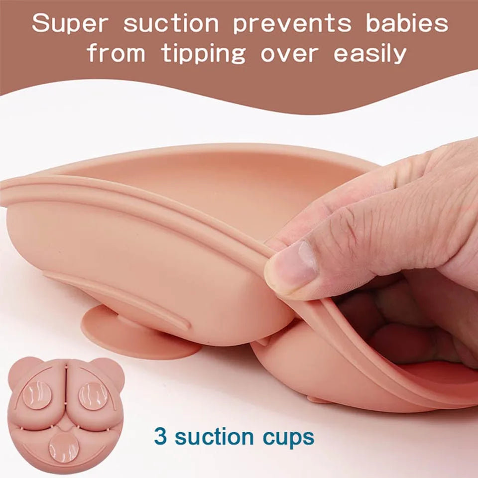 Set 6pcs Vajilla de Silicona para Bebé | Bol, Plato, Cuchara, Tenedor, Babero y Vaso 🍼