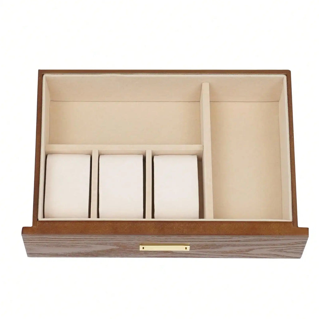Black Walnut /Brown / White Wood Organizer Jewelry and Watch Display Case Storage Box Convenient