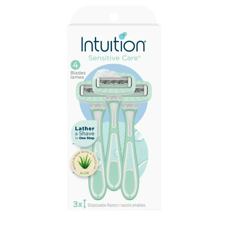 Intuition Sensitive Care 4 Blade Disposable Razors for Women, 3 Count