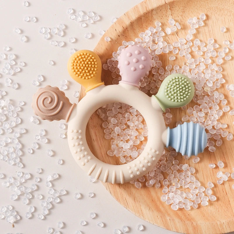 Silicone Teether Ring BPA Free — Baby Chewing Toy | 0-12 Months Gift