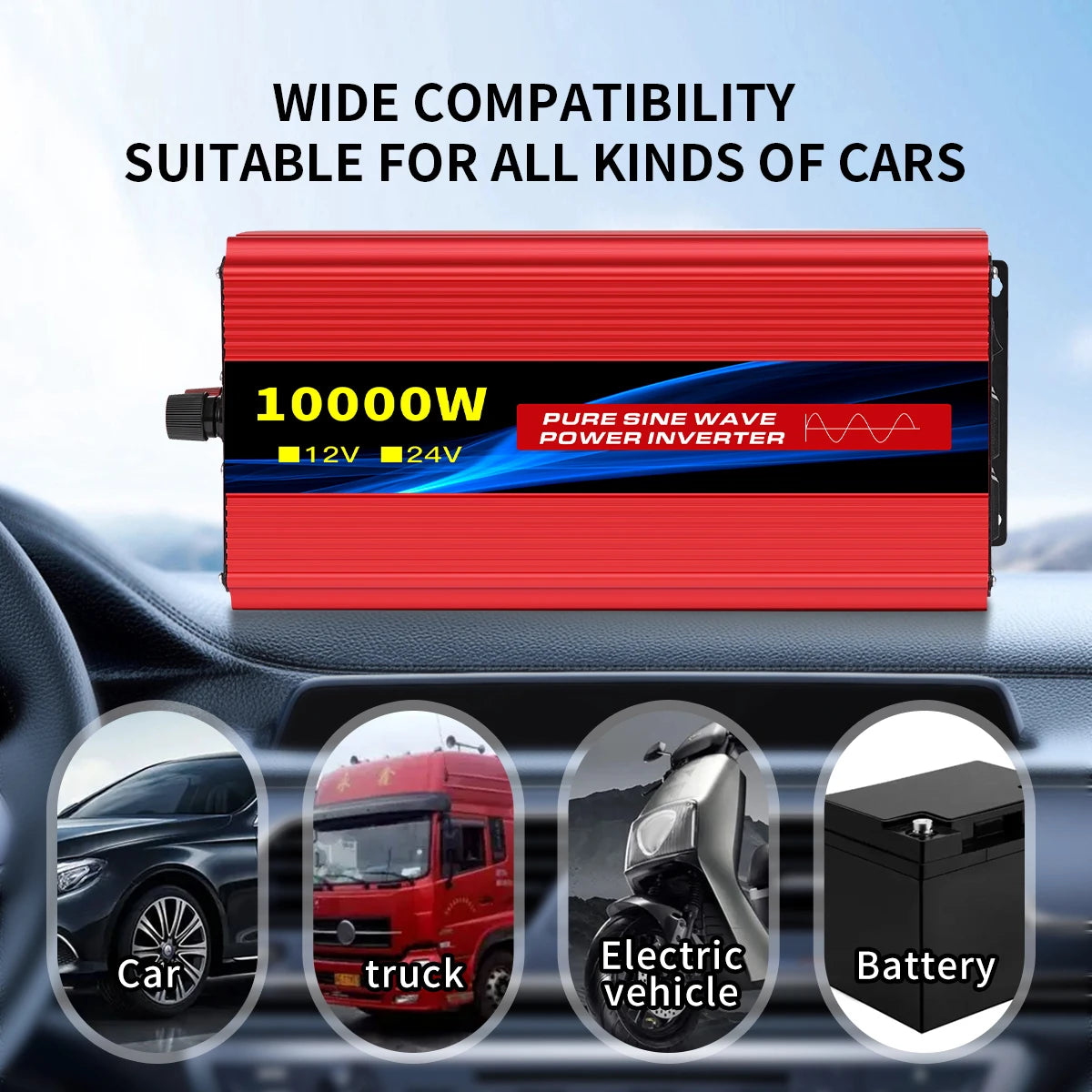 Pure Sine Wave Inverter 5000W 6000W 7000W 8000W 10000W DC To AC 12V  110V   Portable Power Voltage Converter Car Solar Inverter