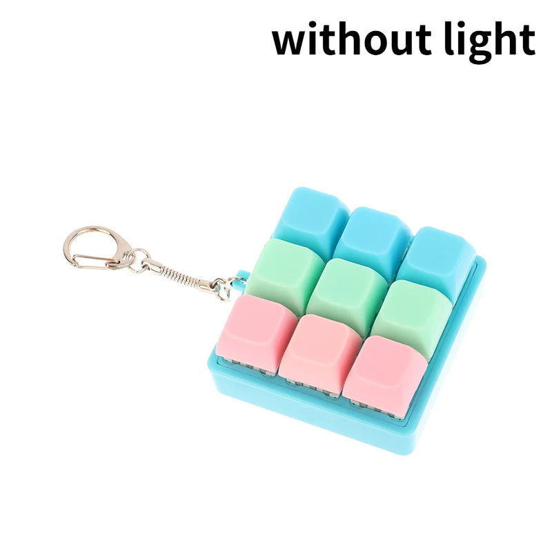4/9 Keys Mechanical Keyboard Axis Tester LED Keyboard Key Toy Stress Relief DIY Button Keycap Fidget Keychain Toys Gift