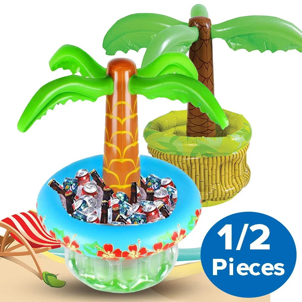 1/2PCS Inflatable Palm Tree Ice Bucket Bear Cooler Drink Holder Hawaiian Birthday Decoration Summer Beach Pool Party Accessories