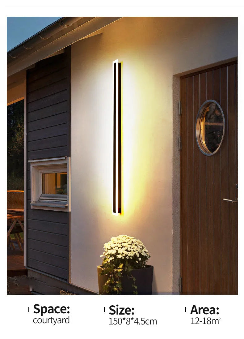 Modern Waterproof outdoor Long Strip LED wall lamps IP65 Aluminum Wall Light Garden porch Sconce Lights 110V 220V wall washer