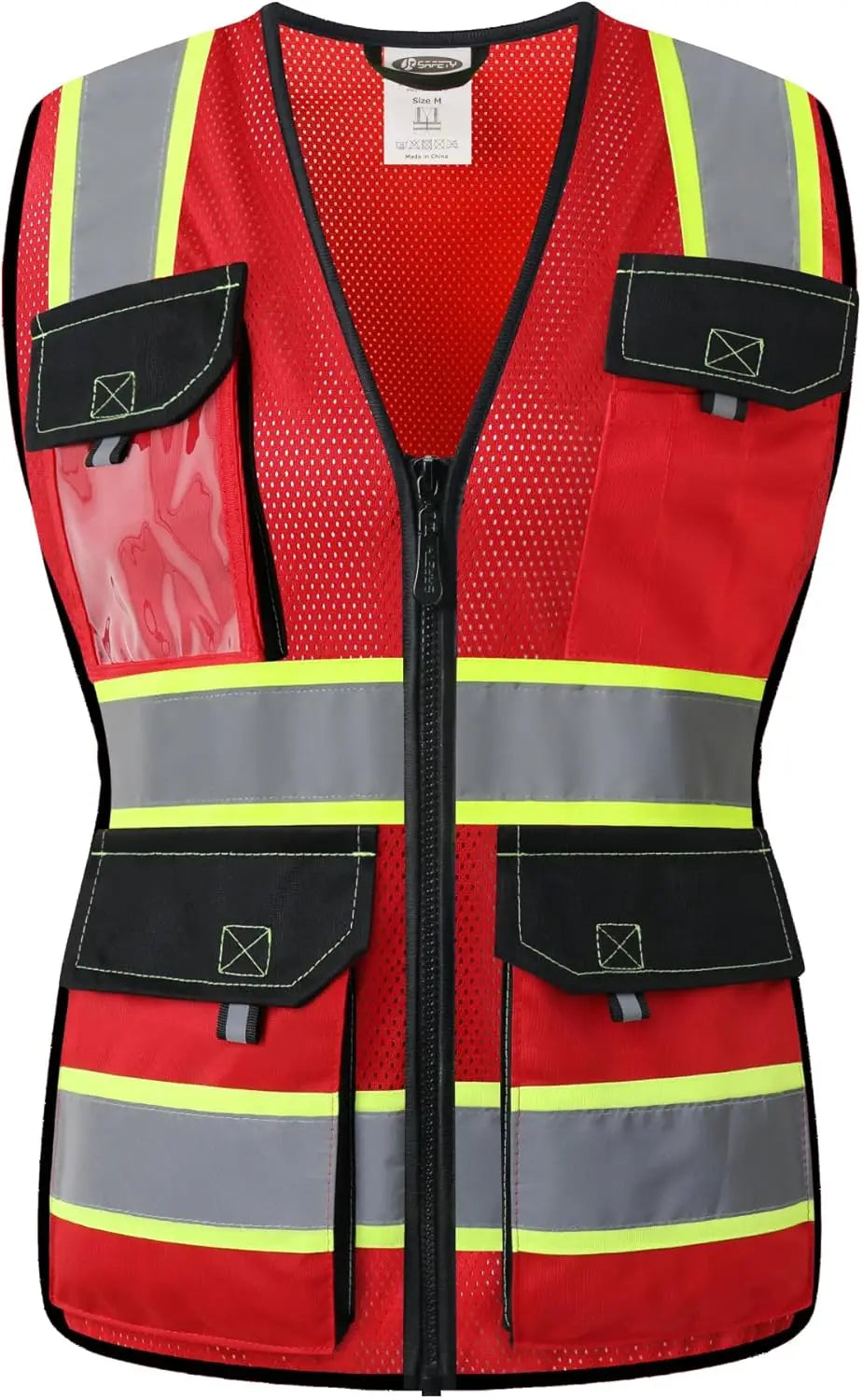 Women's Hi-Vis Reflective Safety Vest with Pockets, Zipper, ANSI Compliant, Waist-Fitted Style