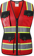 Women's Hi-Vis Reflective Safety Vest with Pockets, Zipper, ANSI Compliant, Waist-Fitted Style