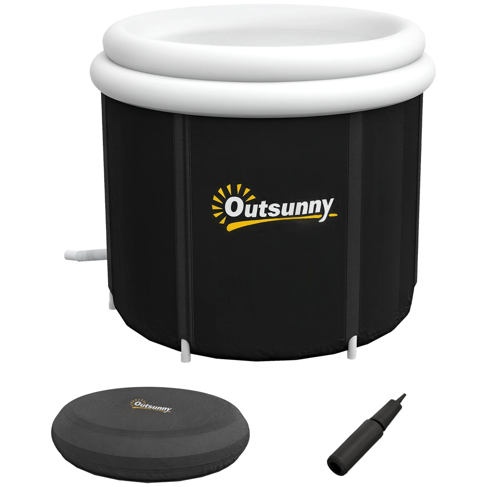 Inflatable Ice Bath Tub 100 Gallon Cold Plunge Pool for Athletes Recovery with Thermal Cover Hand Pump Carry Bag Blue and Black