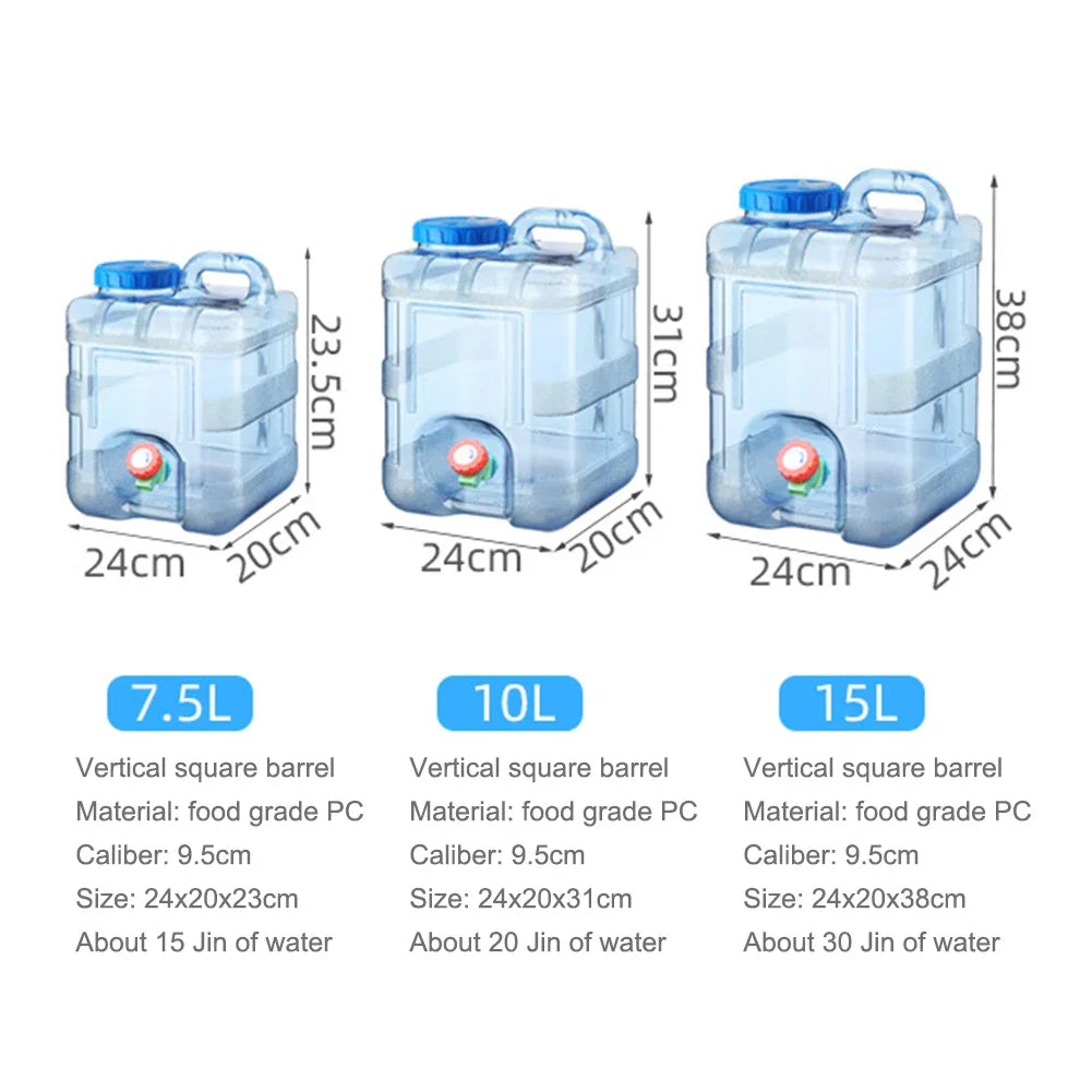 5/8/10//12L Drinking Water Jug with Spigot Multifunction Camping Water Tank Water Storage Container for Hiking Self-Driving Tour