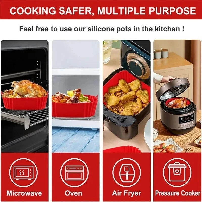 2pcs Liner de Silicona Cuadrado para Air Fryer 8" | Reutilizable | 4-7 QT 🍳