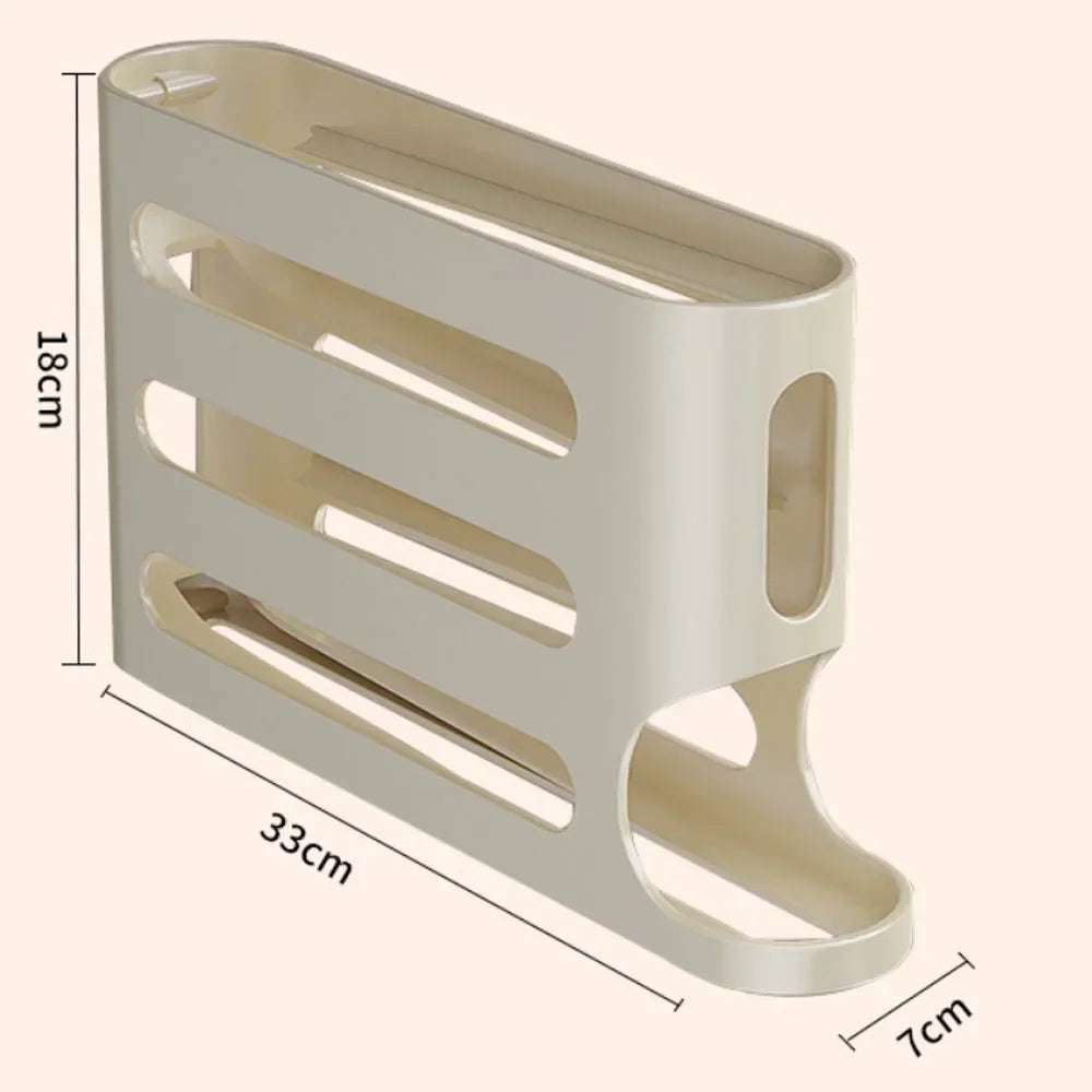 4-Layer Automatic Rolling Egg Holder | Fridge Organizer | Space-Saving Egg Dispenser