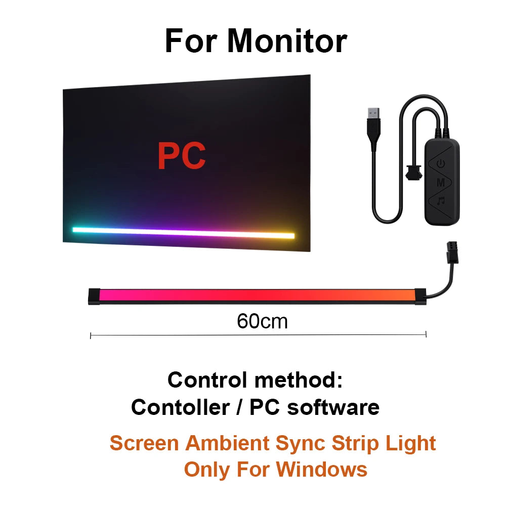 Tira LED RGB Lumtang Ambiental | Sincronización TV/PC/Monitor | Gaming | DIY | Decoración Hogar - Firu Total Sales