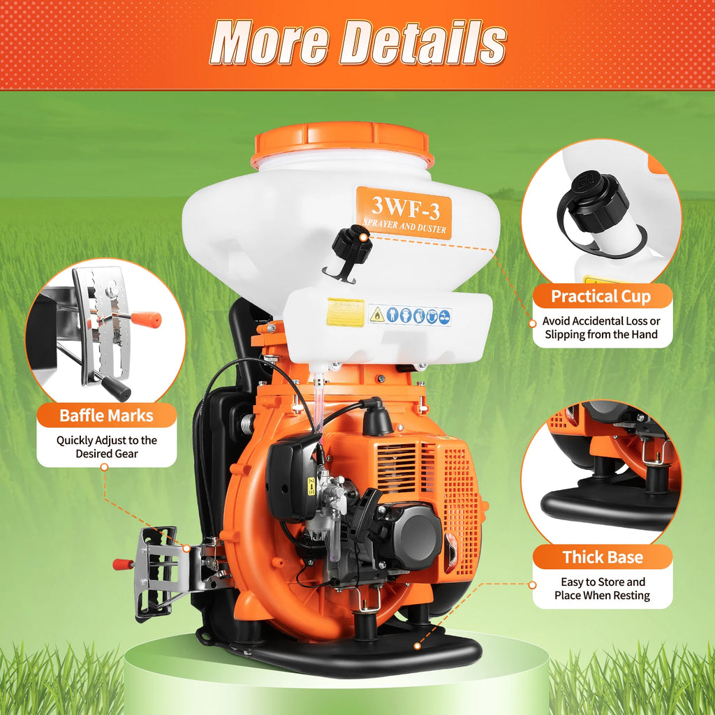 7500RPM Gasoline Power Insecticide Mist Blower, 3WF-3 14L Backpack Fogger Sprayer for Agricultural Mosquito Control