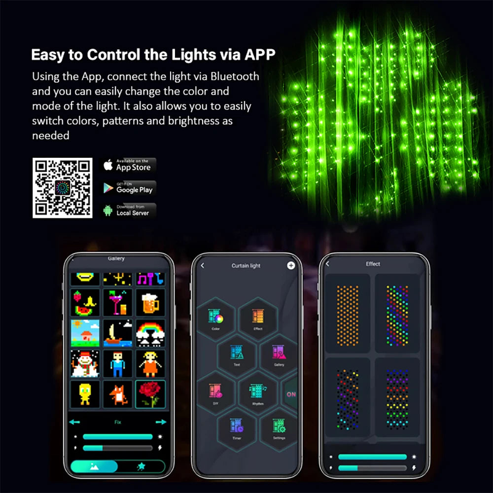 Smart Curtain Lights, 9.8 X 9.8Ft LED Curtain Lights, 400LEDs RGB Color Changing APP Programmable DIY Music-Sync String Lights F - Firu Total Sales
