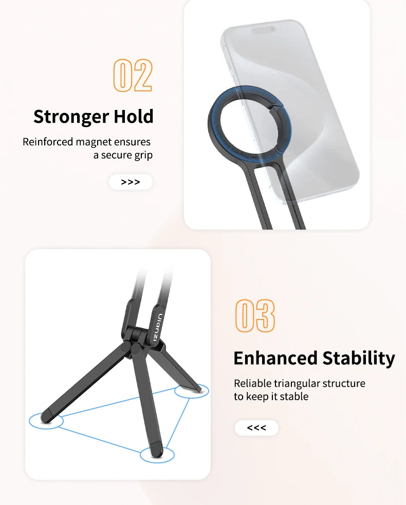 ULANZI MA30 Magnetic Phone Tripod Stand for iPhone 16 Samsung Xiaomi Huawei Vivo OPPO Magsafe Aluminium Smartphone Mini Bracket