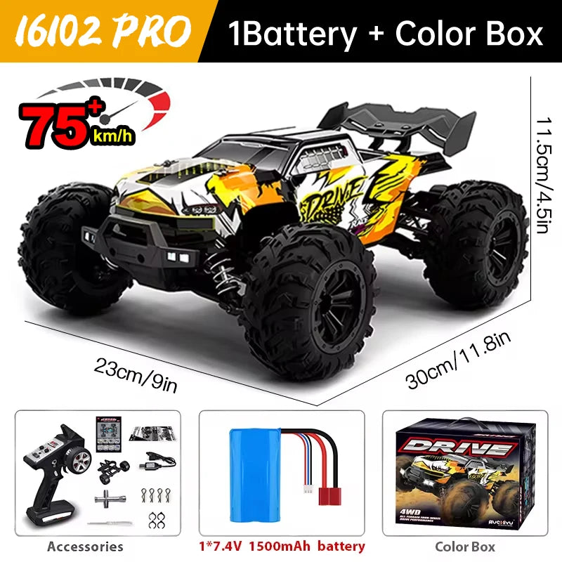 WLtoys 16101 Pro Carro RC 1:16 | 75KM/H | 4WD | Motor Brushless | LED | 2.4G | Drift Monster Truck | Regalo Niños