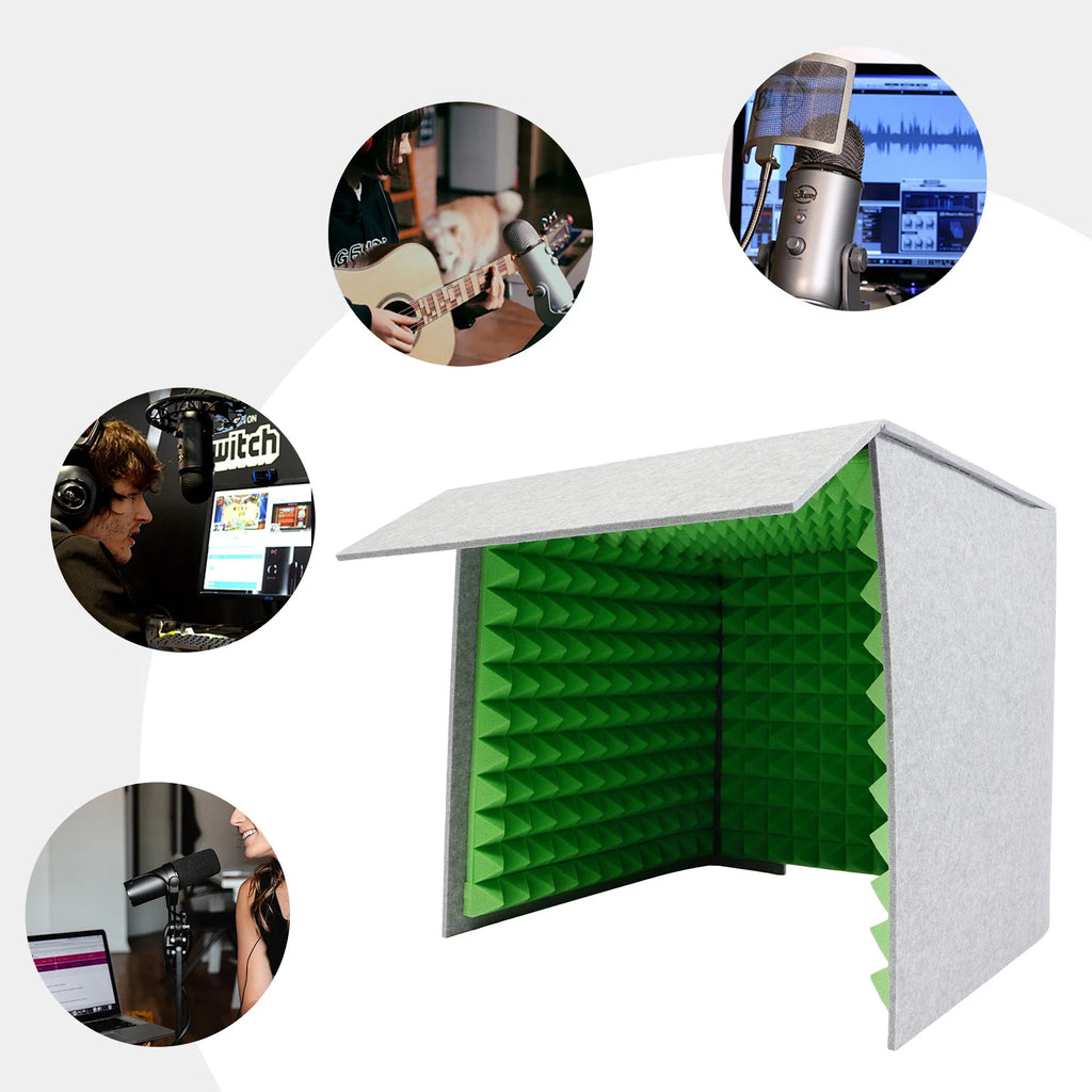 60x60x60cm Desktop Soundproof Cover Vocal Sound Absorbing Shield Acoustic Foam 62mm Total Thickness,Easy to Assemble for Home