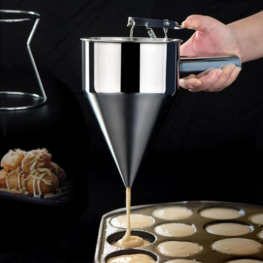 Dispensador de Masa para Pancakes con 4 Boquillas | Acero Inoxidable | Repostería 🥞