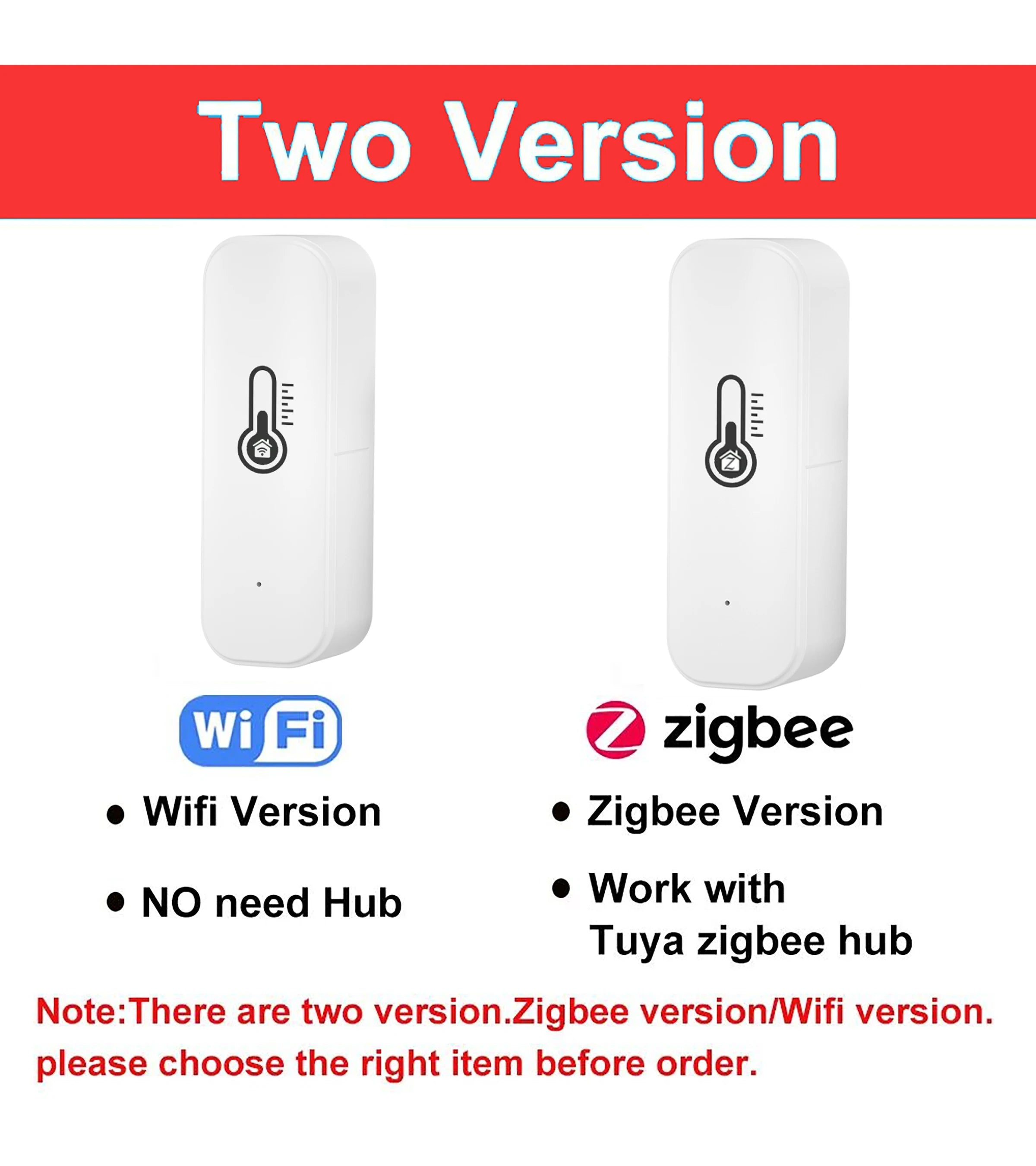 Tuya Zigbee or WiFi Temperature Humidity Sensor Home Connected Thermometer Compatible With Smart Life Alexa Google Assistant