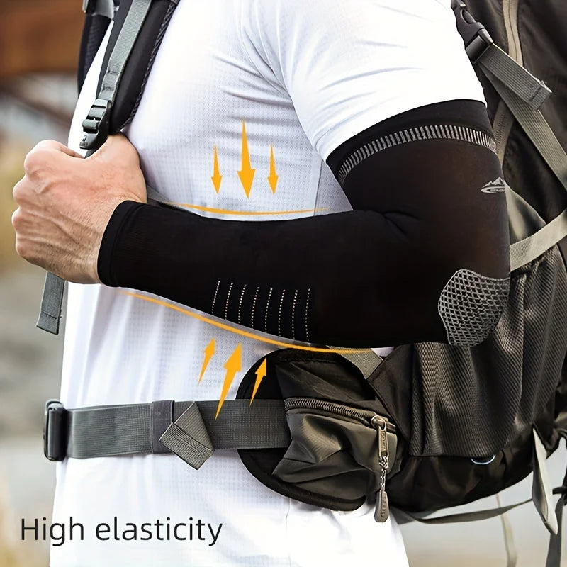 A pair of men's summer ice silk fiber sports arm guards, outdoor cycling fishing sunscreen breathable sleeves