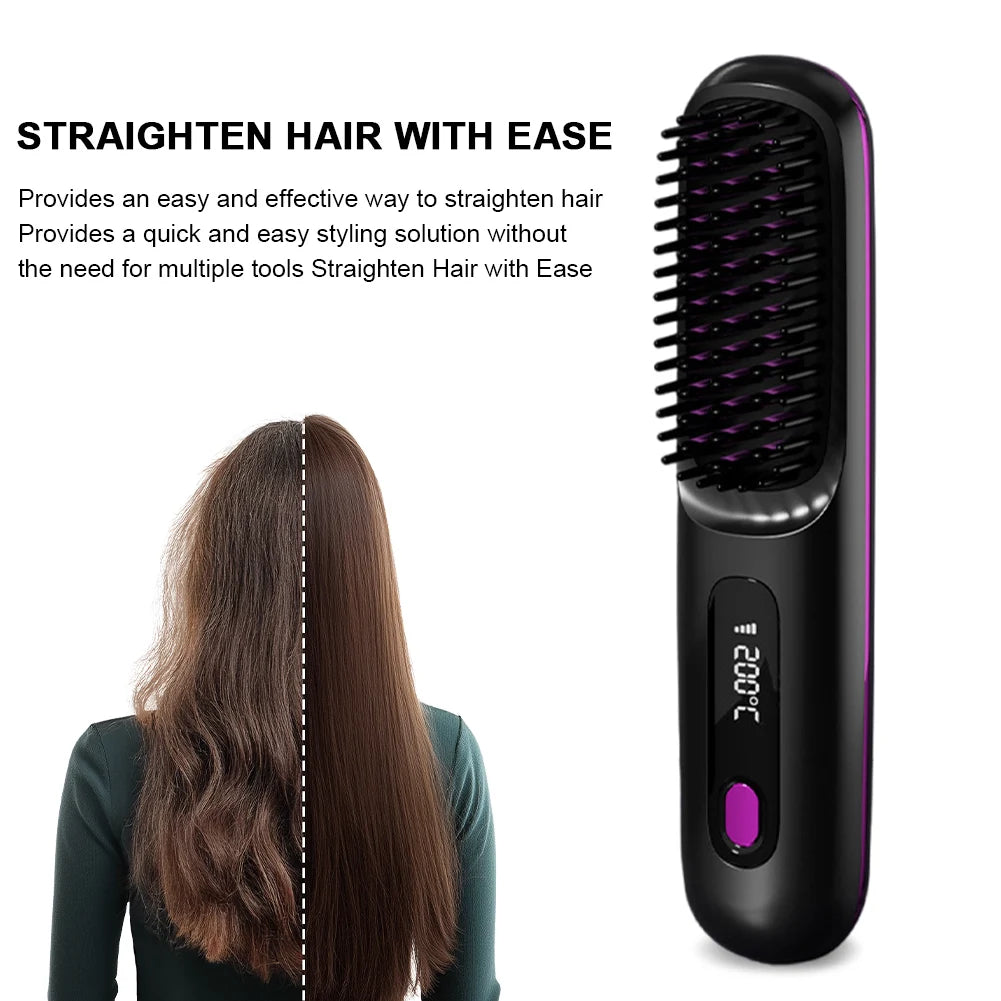 Cepillo Alisador Inalámbrico Portátil | 3 Temperaturas | Antiquemaduras | Cabello 💇