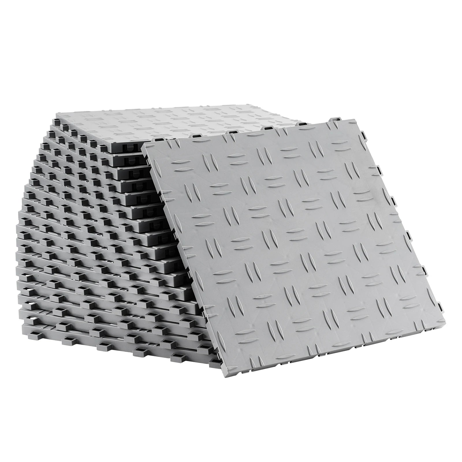 SucceBuy Garage Tiles Interlocking Garage Floor Covering Tiles Non-Slip Double-Sided Texture for Garages Basements Repair Shops