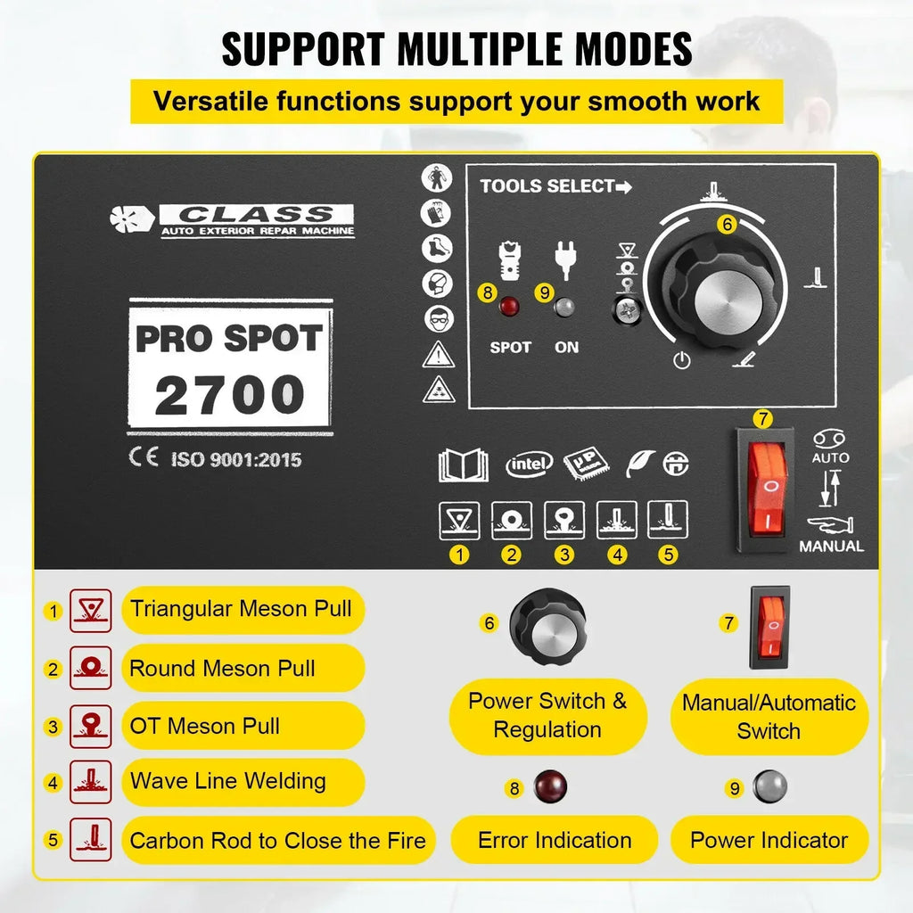 VEVOR Spot Welder Spotter 3500A Spot Welding Repair Machine GYSpot 2700 Dent Repair Machine Vehicle Panel Spot Puller