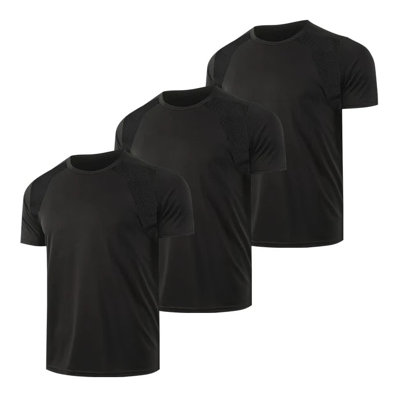 3/1 piece men's summer black and white short sleeved comfortable round neck T-shirt with mesh splicing breathable casual top