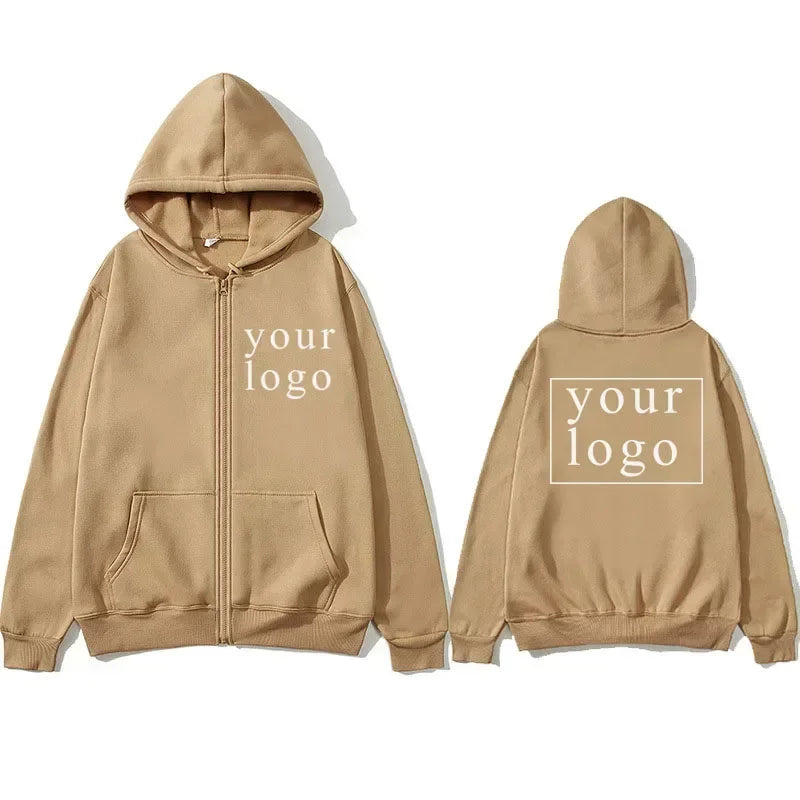 Hoodie Cardigan con Cremallera DIY 2025 | Logo Personalizado | Hombre y Mujer 👕