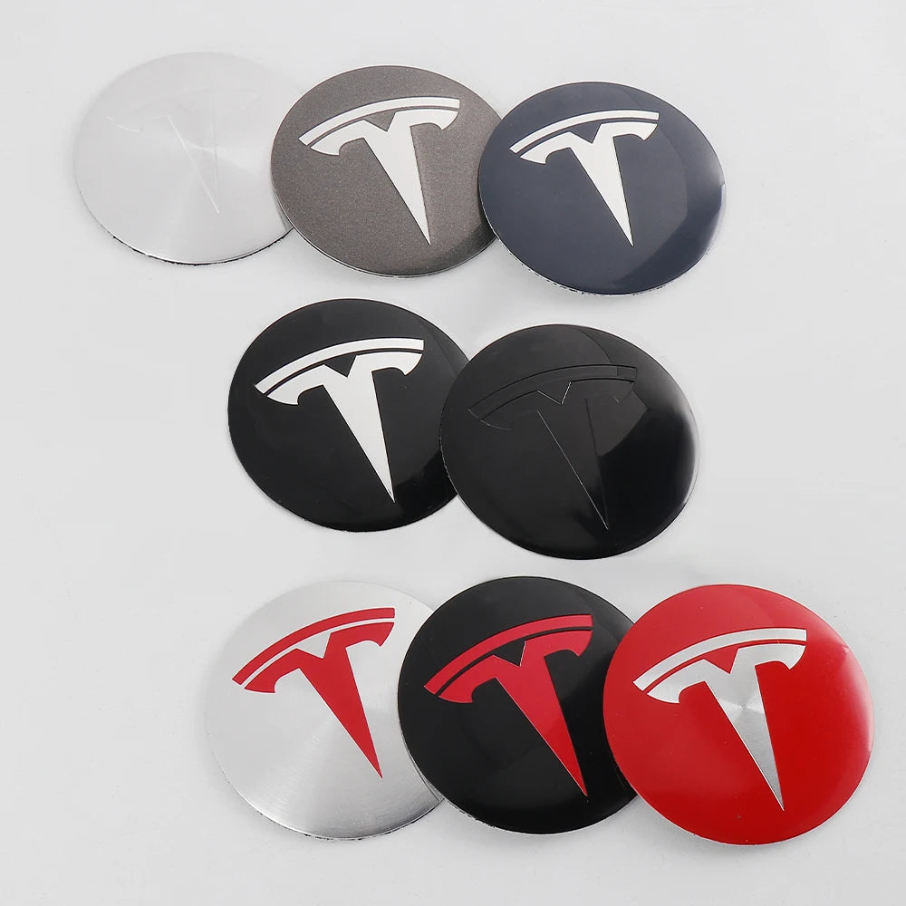 4pcs 56/60mm Car Wheel Center Cover Sticker Tire Hub Cap Badge Covers For Tesla Model 3 Model S Model X Model Y Coil Accessories